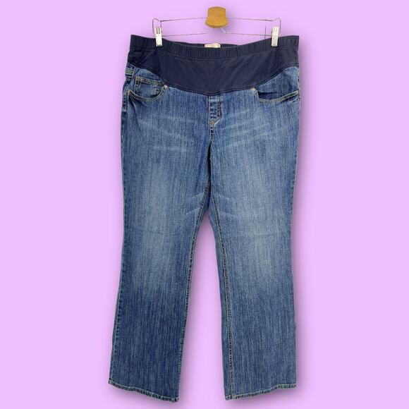Old Navy (XL) Maternity Long Stretch Full Panel Blue Bootcut Jeans Dark Wash - Picture 1 of 10